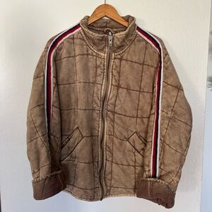 Free People - Quilted Dolman Striped Varsity Jacket Champagne Diamond XS